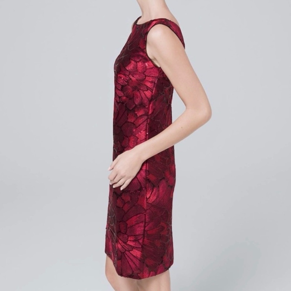 WHBM Red Sequined Embroidered Dress, Fully Lined - Picture 3 of 14